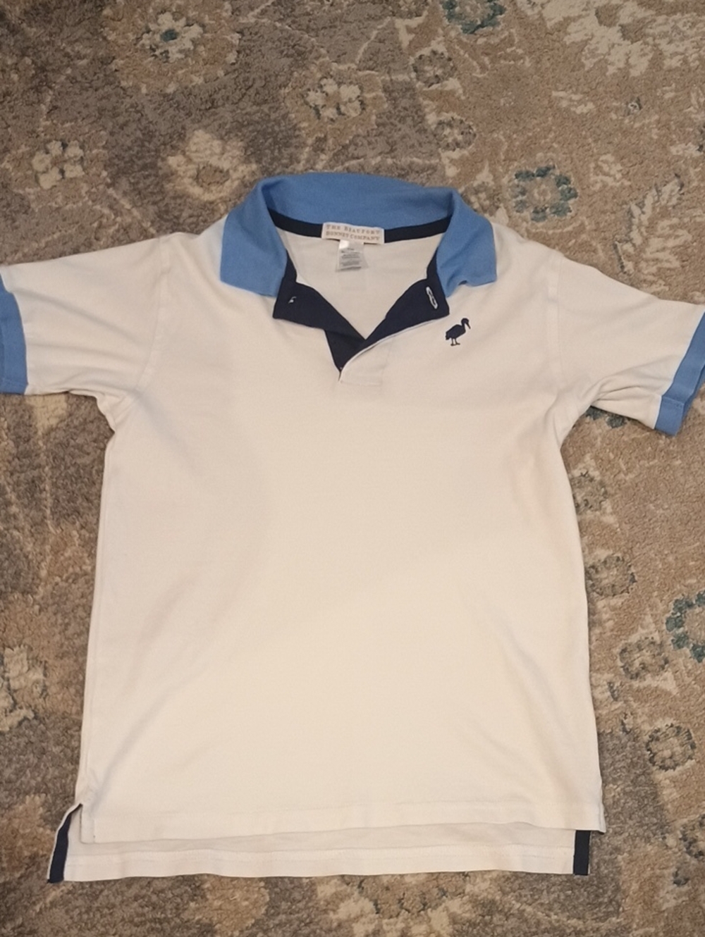 The Beaufort Bonnet Company White Polo with Light Blue Collar & Navy Trim - Picture 1 of 3